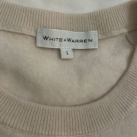 White + Warren Cream Beige Knotted Cashmere Knit Sweater Women's Size Large - Picture 2 of 10